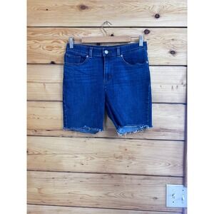 Levis Classic Capri Cut Off Denim Shorts Dark Wash Raw Hem Womens 6